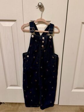 Zara Navy Denim Embroidered Kids Overalls
